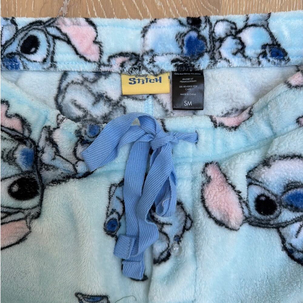 Disney Stitch Fuzzy Pyjama Pants Size S/M Blue Pink - Picture 2 of 3